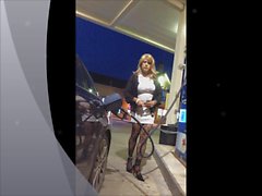 New White Mini-Dress out at Gas Station