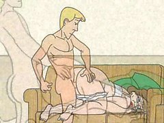 Boy fucked granny in the dog-style and cums! Animation!