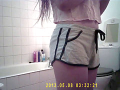 Aylie, bathroom, voyeur