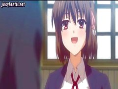 Short-haired hentai honey with big honkers does it with her hot teacher