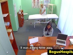 European nurse fingered by a busty patient