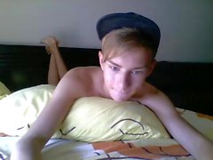 Beautiful Blond Twink Blows a Load