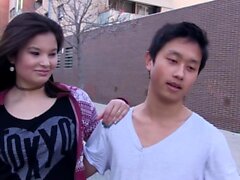 Asian pornstar fucks Spanish and Chinese guys while redhead