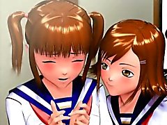 Two 3D hentai schoolgirls gets nailed