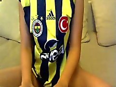 Горячая Роговой турецкого Азери девочка играет с игрушкой на Web Cam