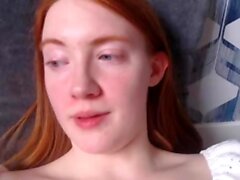 Amateur redhead shaves and masturbates