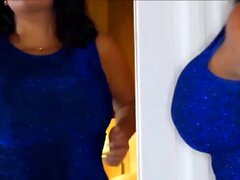 Latina adore regarder ses seins trembler dans le miroir