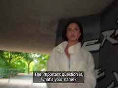 Public Agent Spanish teen outdoor POV public blowjob