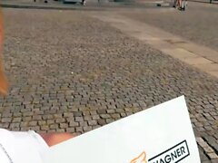 German blonde tattoo fitness slut picked up on street