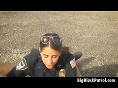 Big Titty White Cops Taking Black Dick Outdoors On Roof