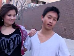 Asian pornstar fucks Spanish and Chinese guys while redhead