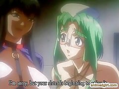 Bondage hentai wird hart threesome durch Transe anime Amme durchgefickt