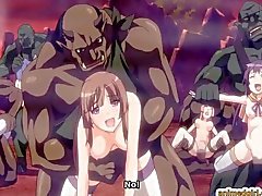 Monsters imagens de anime de Cutie brutalmente sendo fodida e Creampie