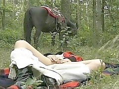 horny wife in forest threesome