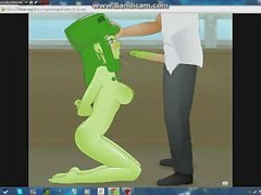 Super Deepthroat Minecraft Slime Girl - Double Ejaculation