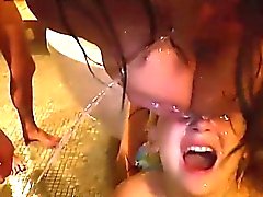 Bizarre chicks drenched in piss