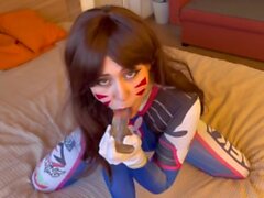 Cosplay d de Overwatch, Deephroat y Cum en mi cara