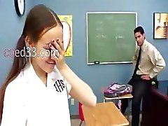 Innocent schoolgirl banged on the table