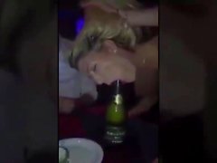 Bulgarian girl suck bottle of champagne