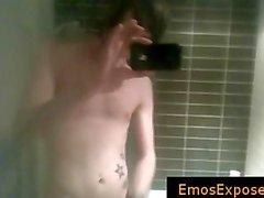 Cute gay emo filming himself in mirror while jerking part5