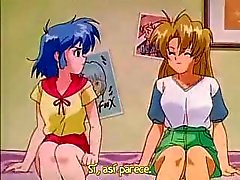 De deux filles d'anime sont excitées et la jouent avec d'un vibreur dans la chambre