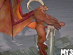 Foxy 3D cartoon babe gets fucked hard by a demon