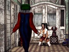 A horny girl has her first anal rough fuck with Evil clown
