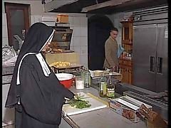 German nun assfucked in kitchen