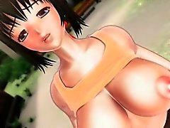 Hentai bir busty kızla Anime 3 boyutlu kedi yalama sahnenin