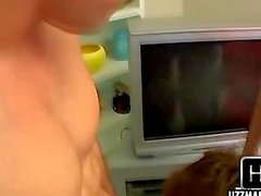 A hot threesome of blowjob giving sexy twinks