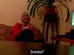 Pulled euro bimbo giving blowjob to a stranger