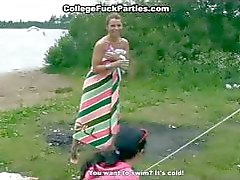 Students staged a hot group sex at the lake