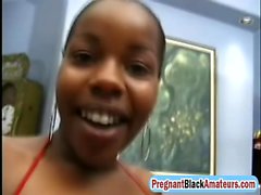 Pregnant Big Booty Ebony Bitch Rides A Stiff White Cock