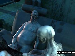 Foxy 3D Zombie Babe Getting Double Teamed