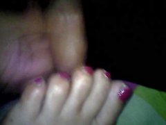 esposa dedos de los pies de color rosa corrida
